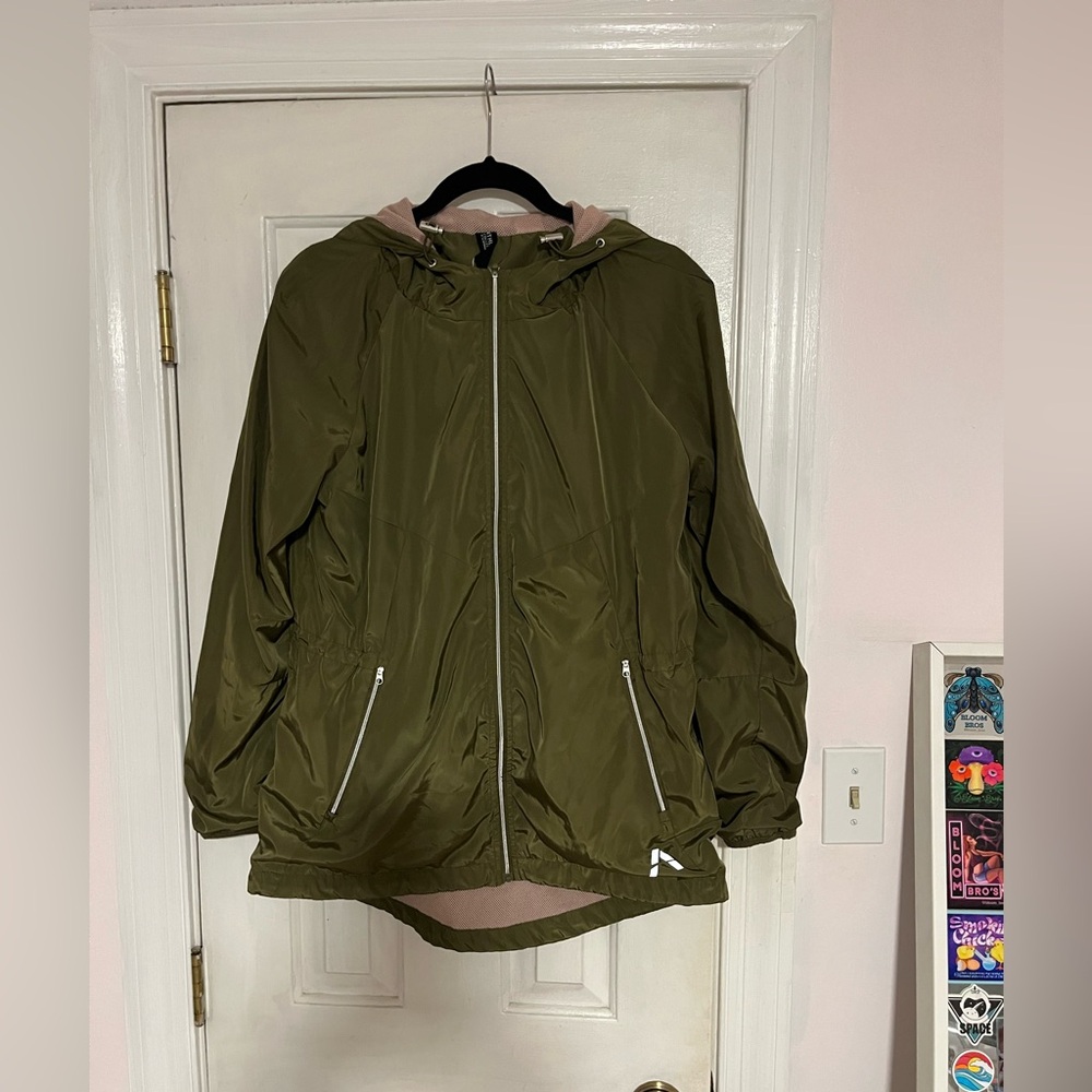 Athletic Collection Olive Jacket with Pink Mesh Lining Large